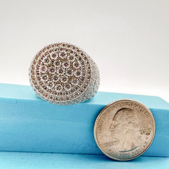 925 Sterling Sliver Moissanite Circle Elevated Ring, 5.03ctw VVS Stones Hip Hop - Picture 8 of 8